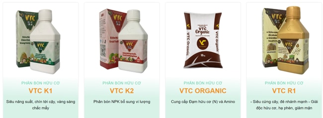 các sản phẩm phân bón hữu cơ của VTC Holdings