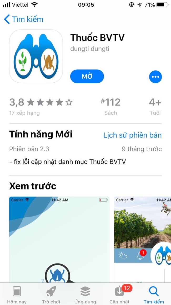 cài đặt ứng dụng thuốc bvtv